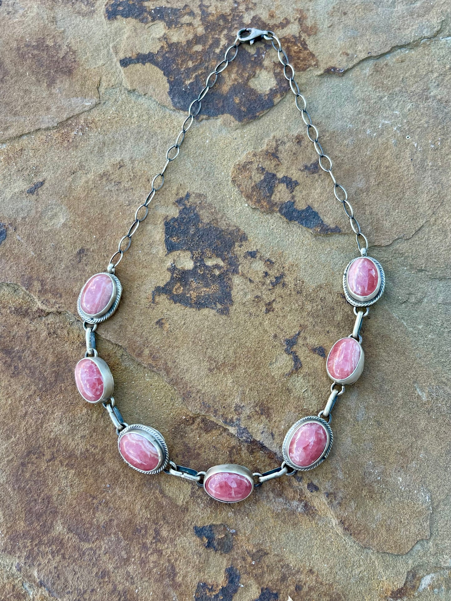 Pink Rhodochrosite Choker Necklace