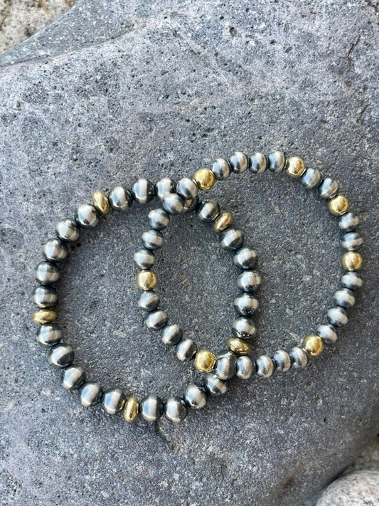 6mm Pearl & Gold Filled Stretch Bracelet