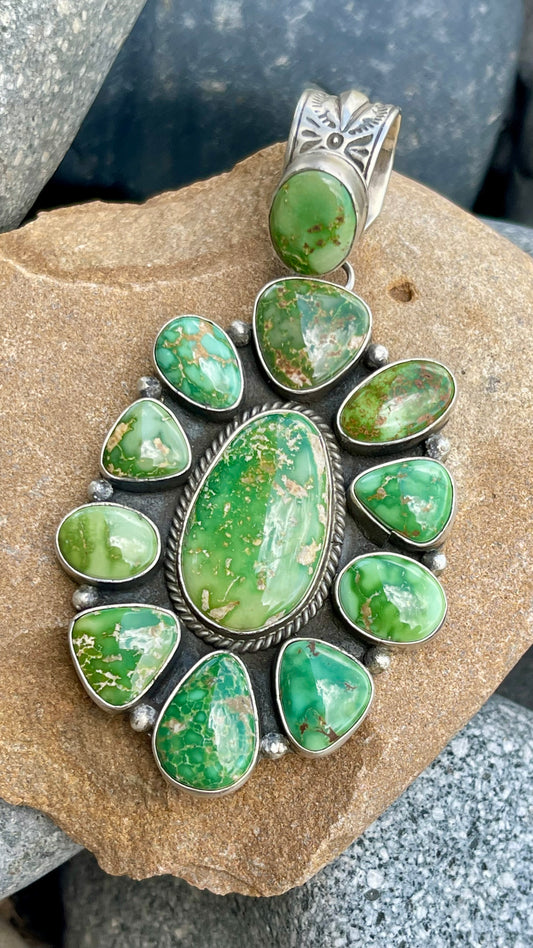 Statement Green Sonoran Gold Huge Cluster Pendant