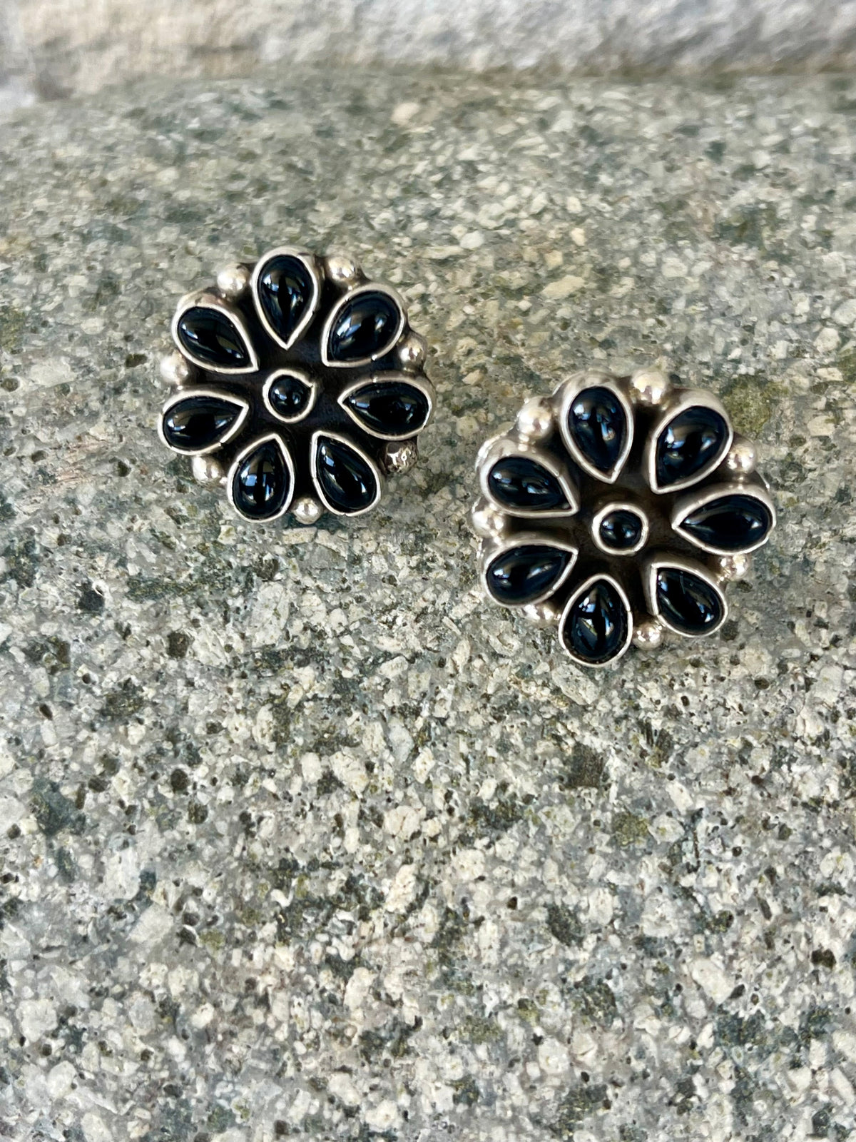 Black Onyx Cluster Earrings