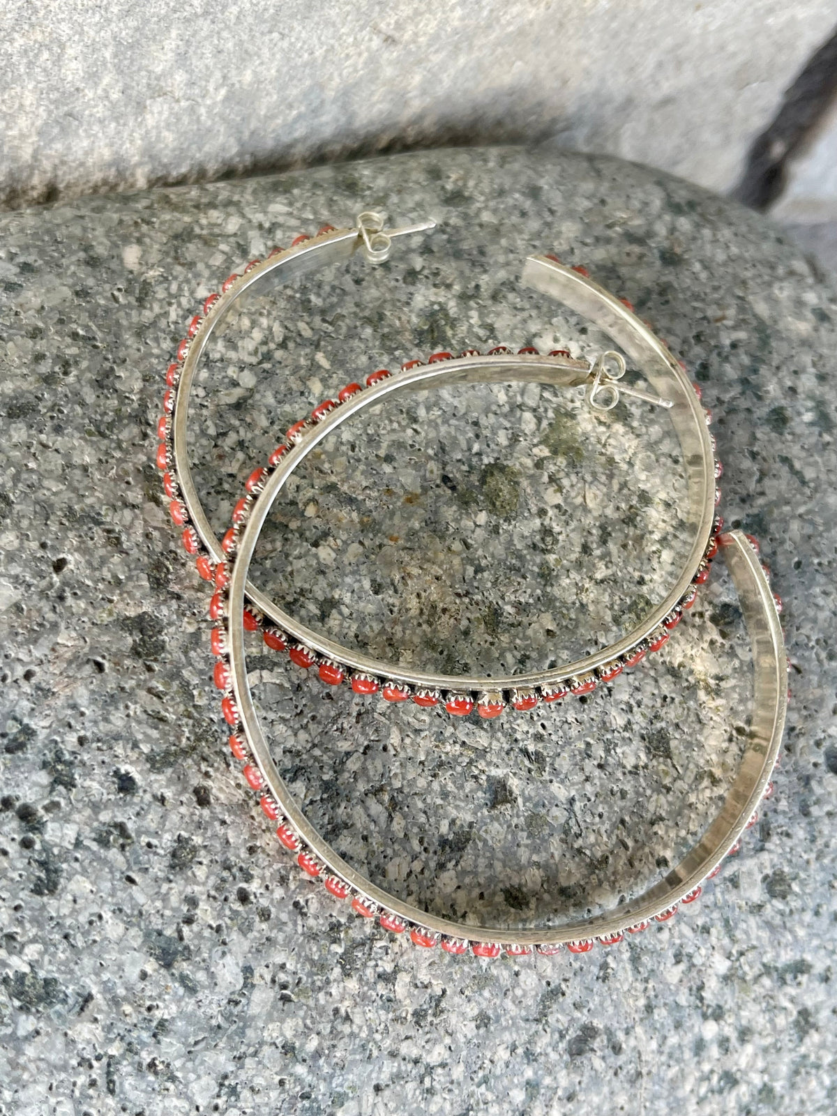 Amazing Red Coral Snake Eye Hoops
