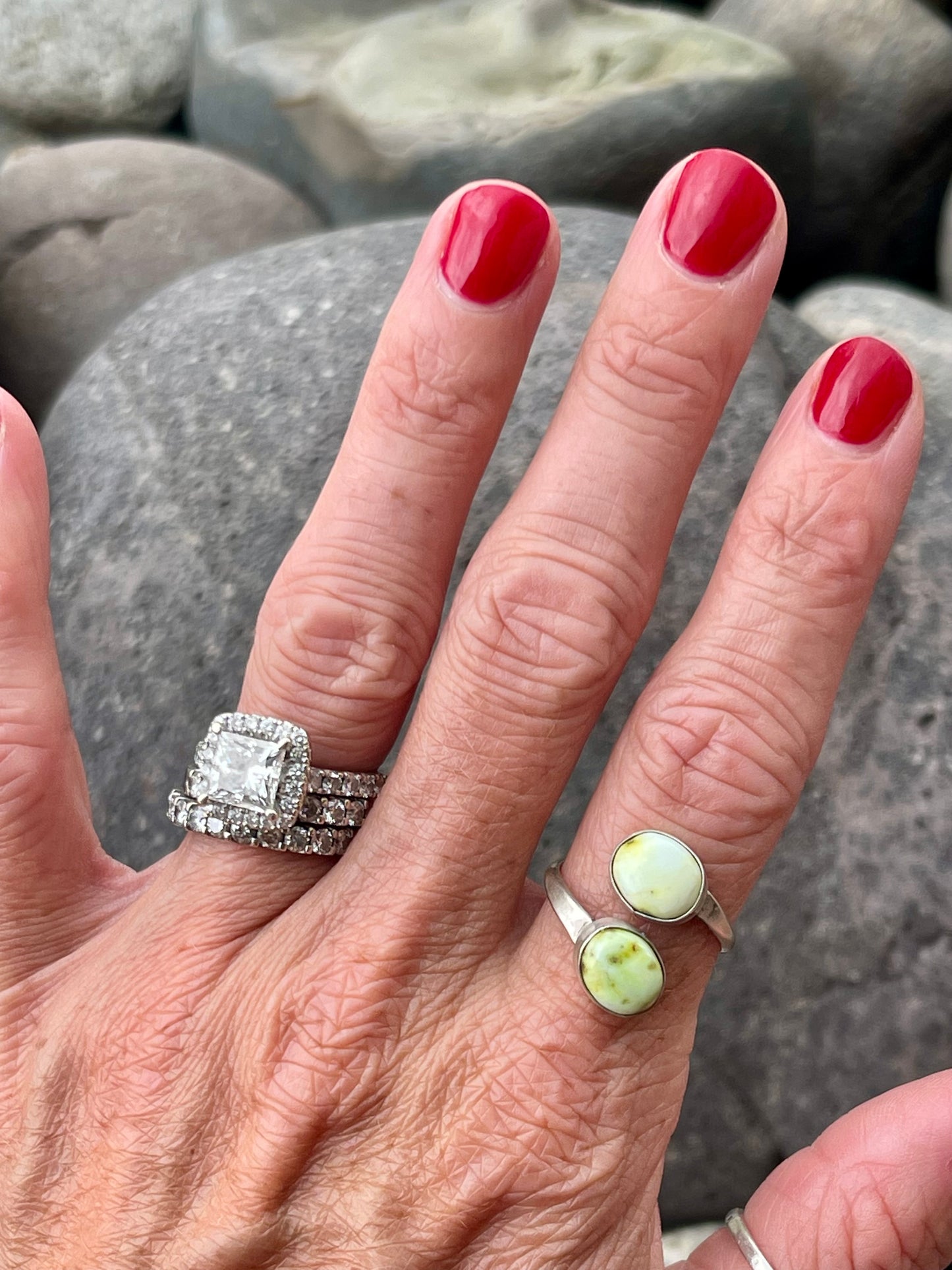 2 stone Palomino adjustable ring