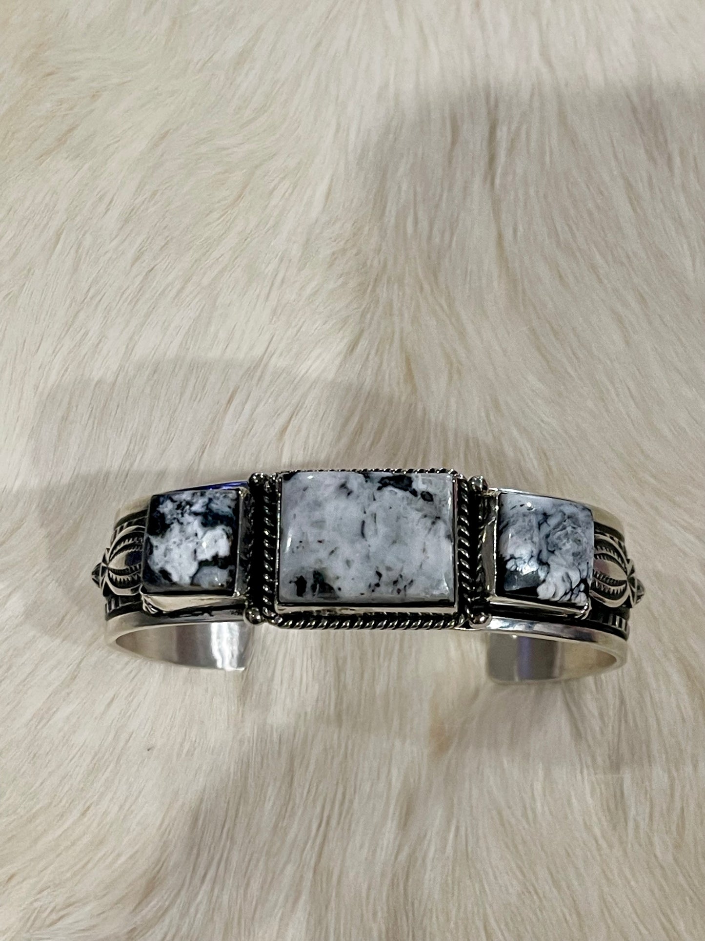 3 Stone White Buffalo Square Cuff
