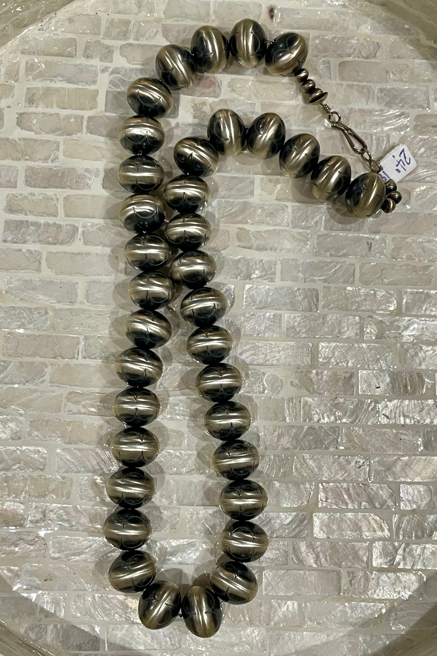 24” Handmade Stamped Navajo Pearls