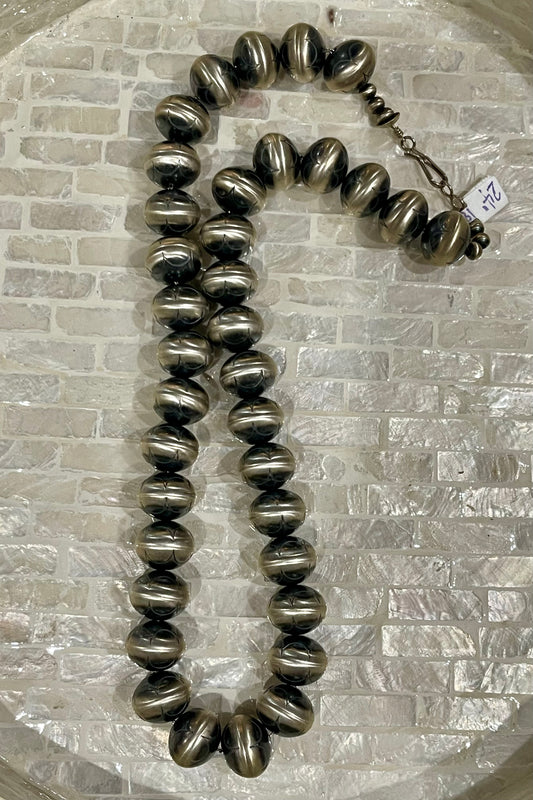 24” Handmade Stamped Navajo Pearls