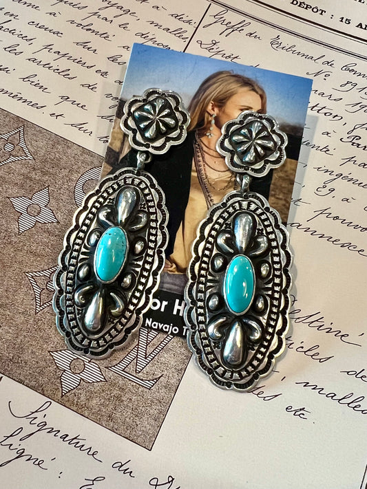 Handmade Concho Earrings w/ Turquoise
