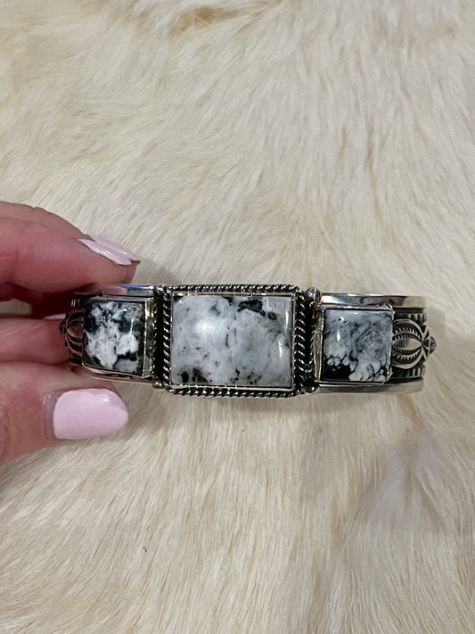 3 Stone White Buffalo Square Cuff
