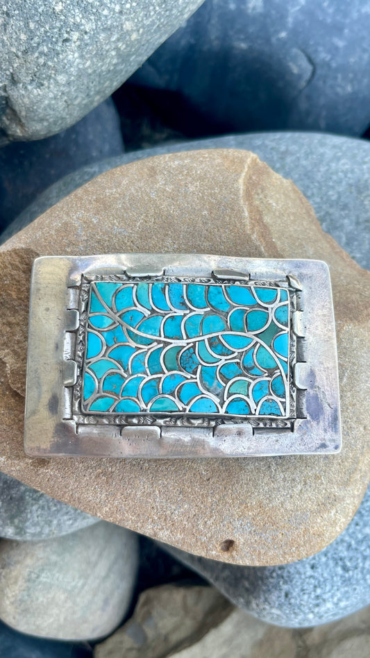 Vintage Zuni Turquoise Inlay Buckle