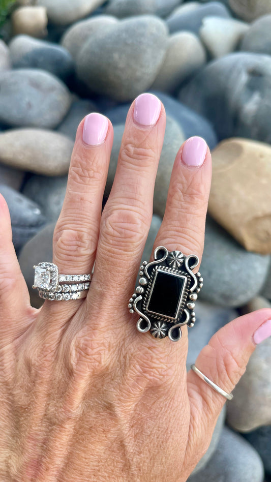 Black Onyx Statement Ring