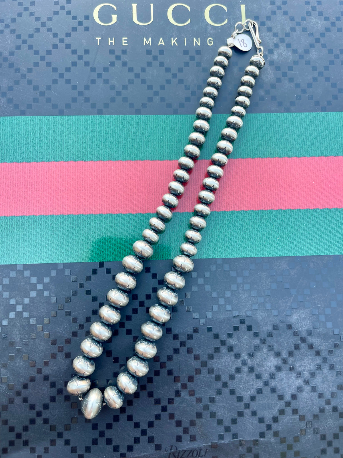 18” Graduated Handmade / Hand Stamped Pearls