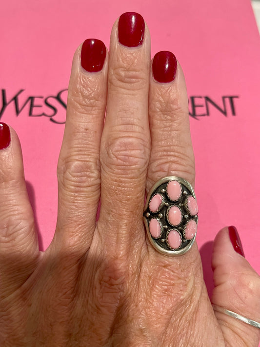 Multi Stone Pink Conch Ring