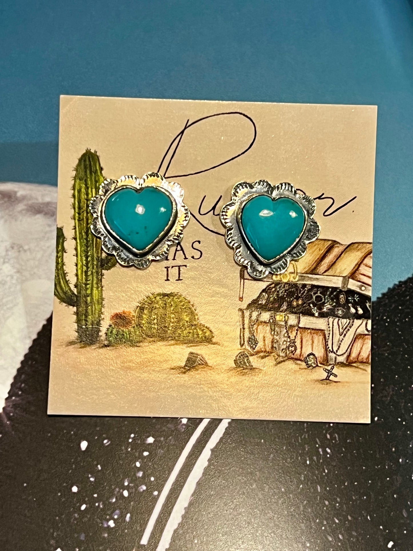 Turquoise Stamped Earrings