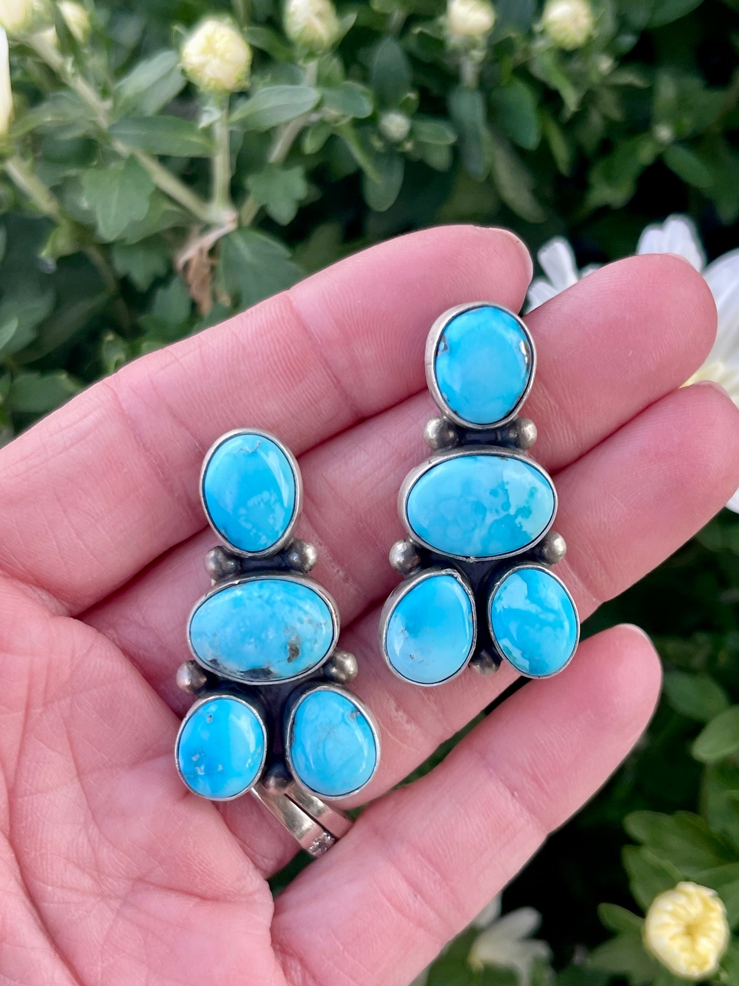 4 Stone Blue Sonoran Turquoise Earrings