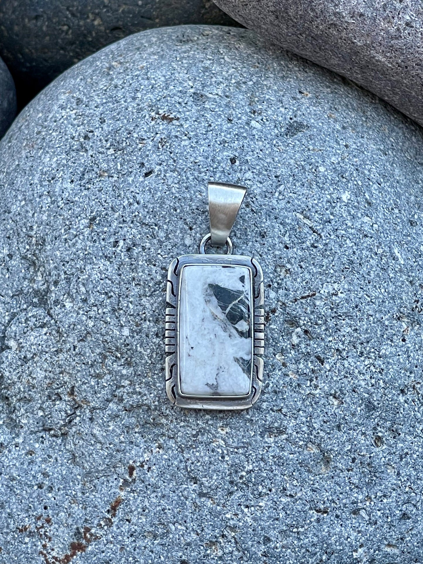 White Buffalo Square Pendant
