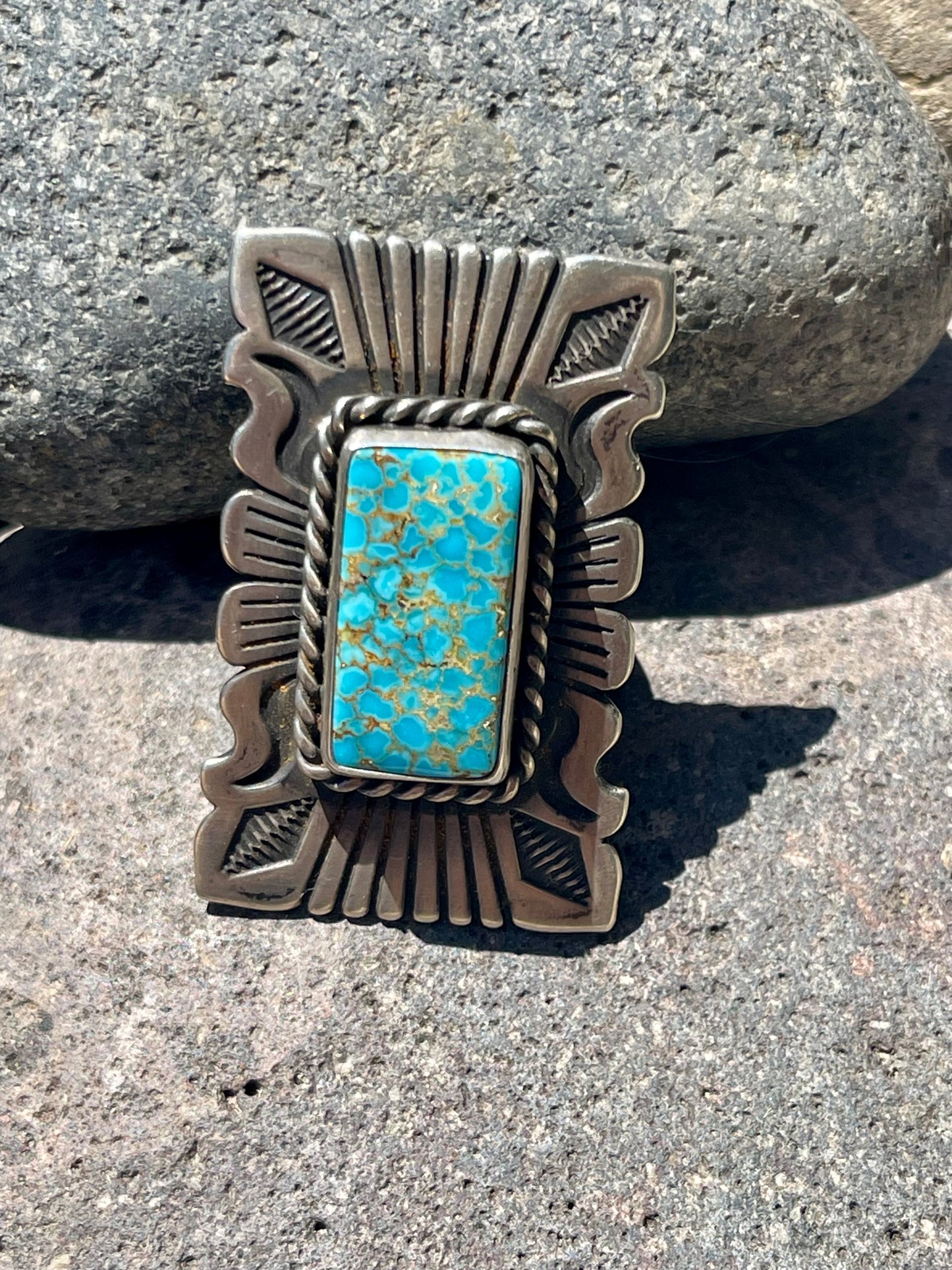 Turquoise Stamped Square Ring