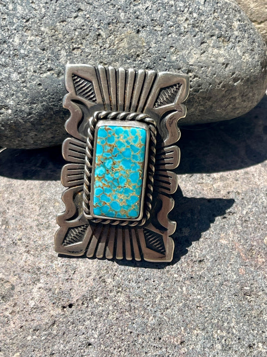 Turquoise Stamped Square Ring