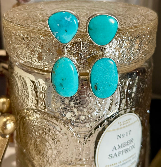 2 Stone Turquoise Earrings