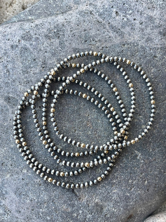 3mm Pearl & Gold Filled Stretchy