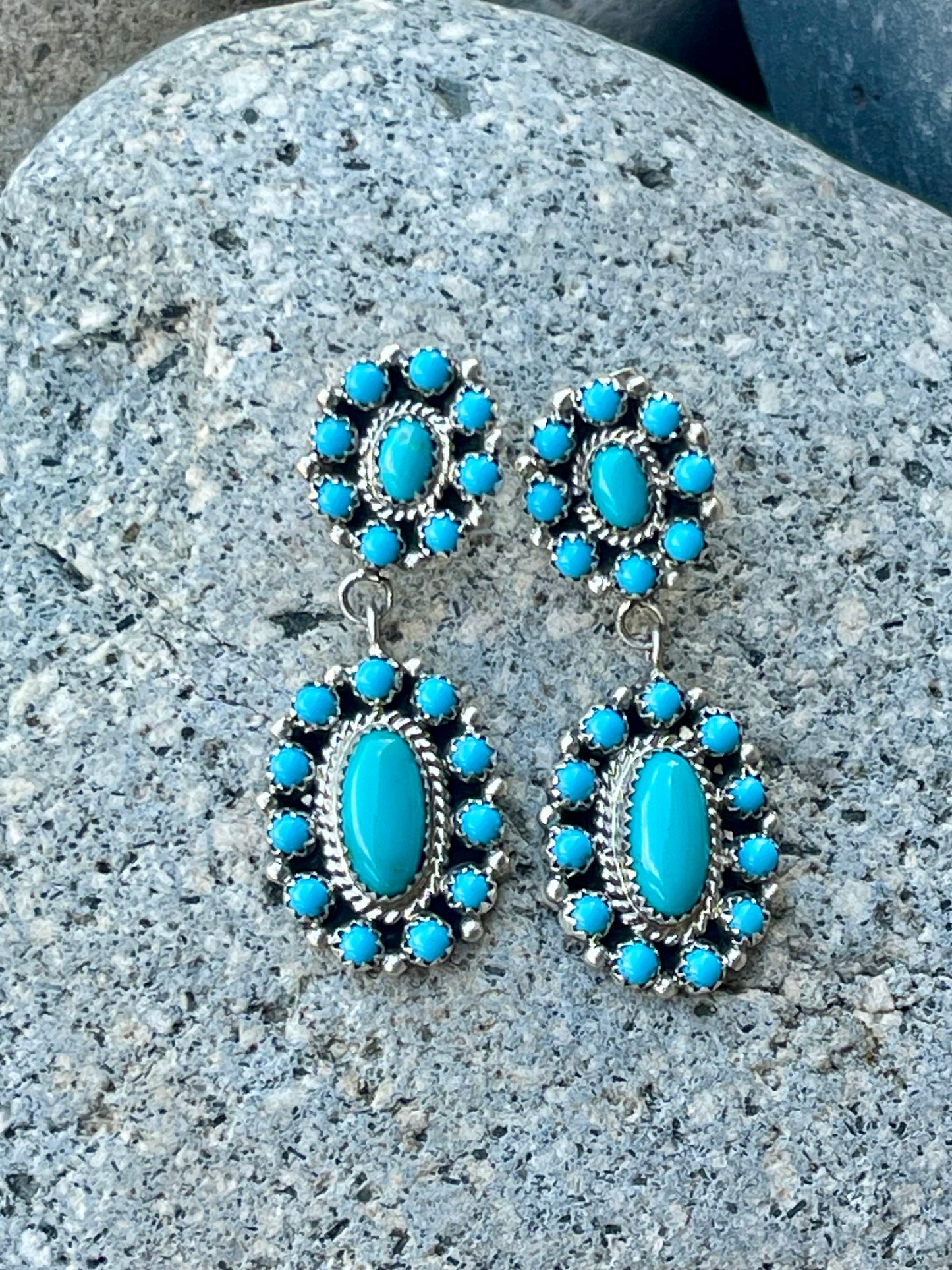 Double Cluster Turquoise Earrings