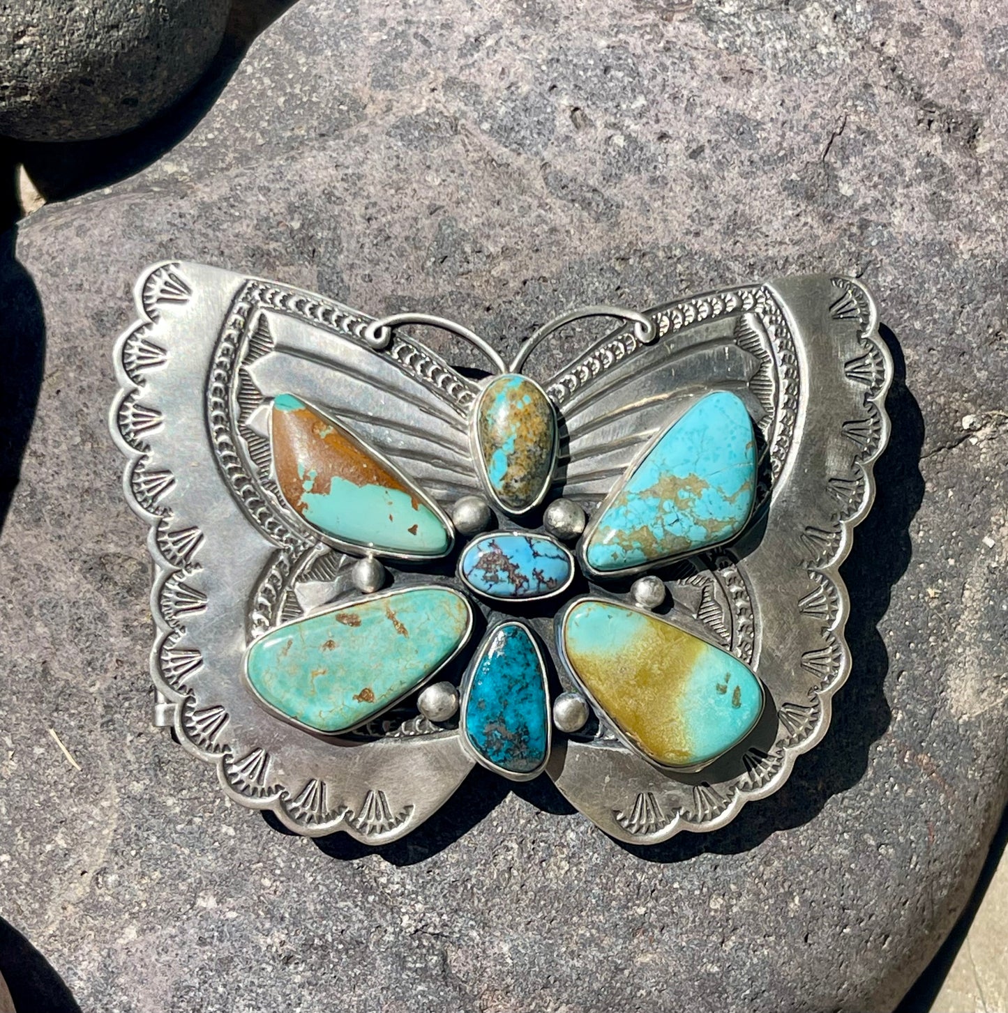 Turquoise Multi Stonw Butterfly Buckle