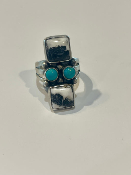 White Buffalo & Turquoise Ring