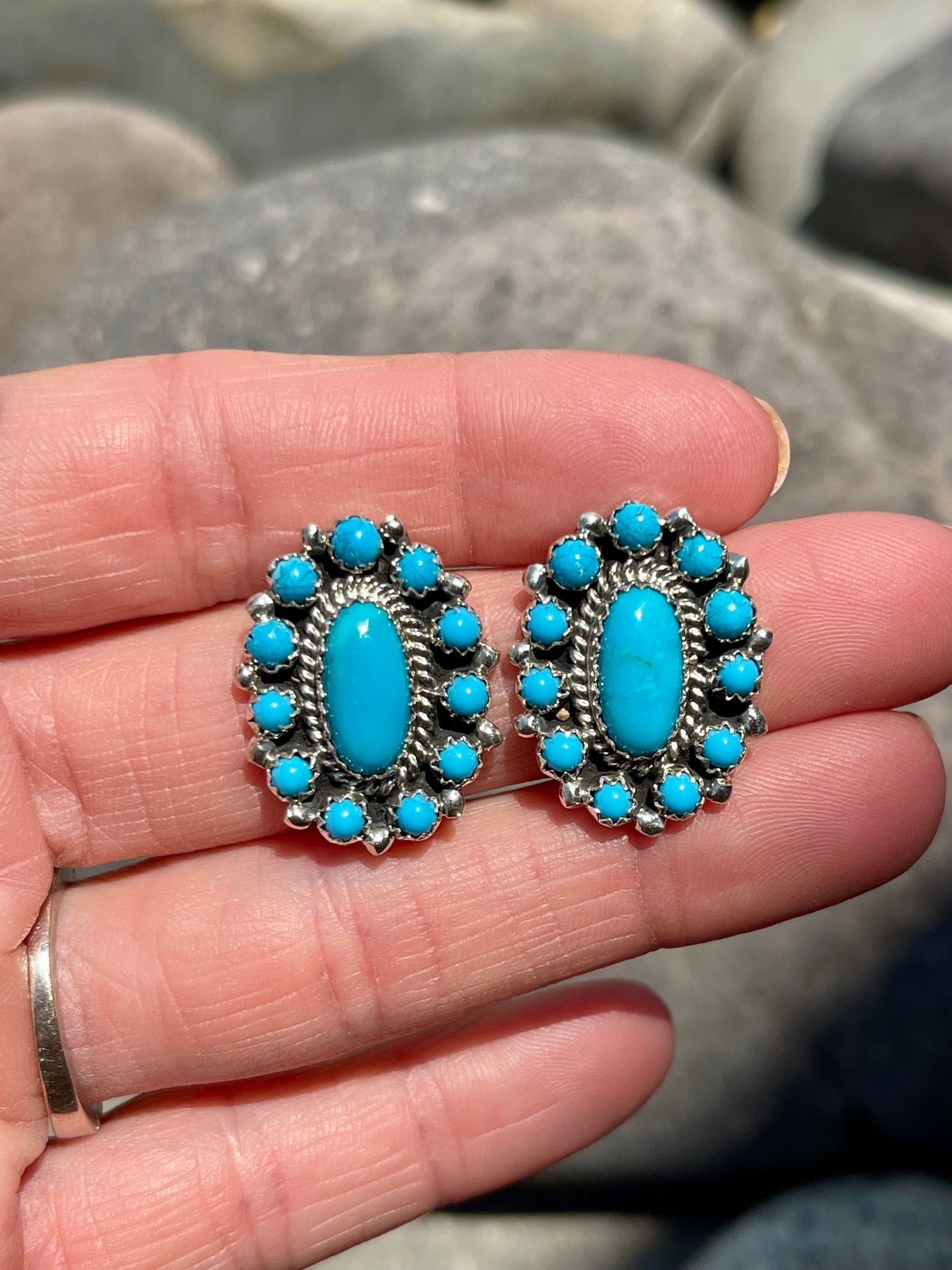 The Perfect “everyday” turquoise Cluster earrings